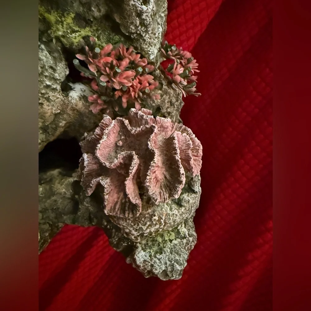 synthetic aquarium decor designed to look like a coral reef